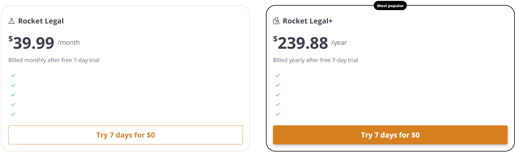 RocketLawyer Pricing